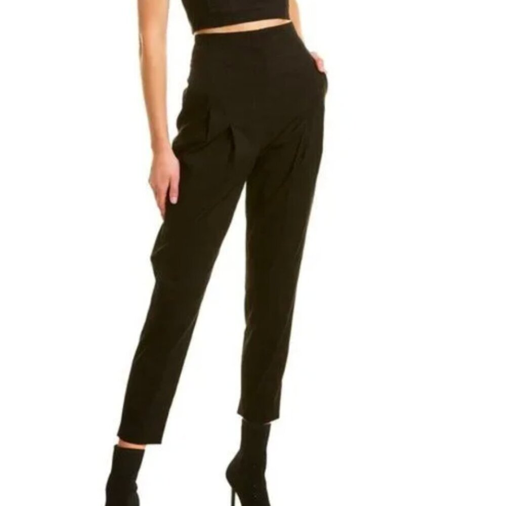 EUC A.L.C. Black Pleated High Waisted Linen Blend Pant sz 4